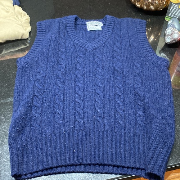 vintage Westchester classics Shetland wool sweater vest for men navy M - Picture 2 of 2